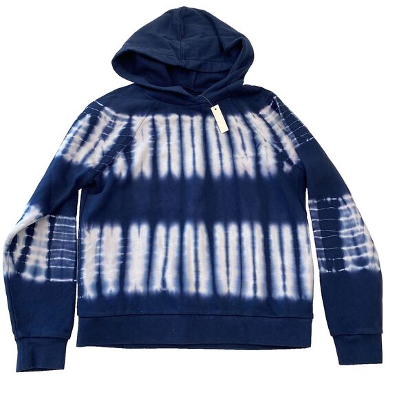 NWT Madewell Blue Tie Dye Hoodie Sweatshirt Pullover 100% Cotton Womens Small - Picture 1 of 8